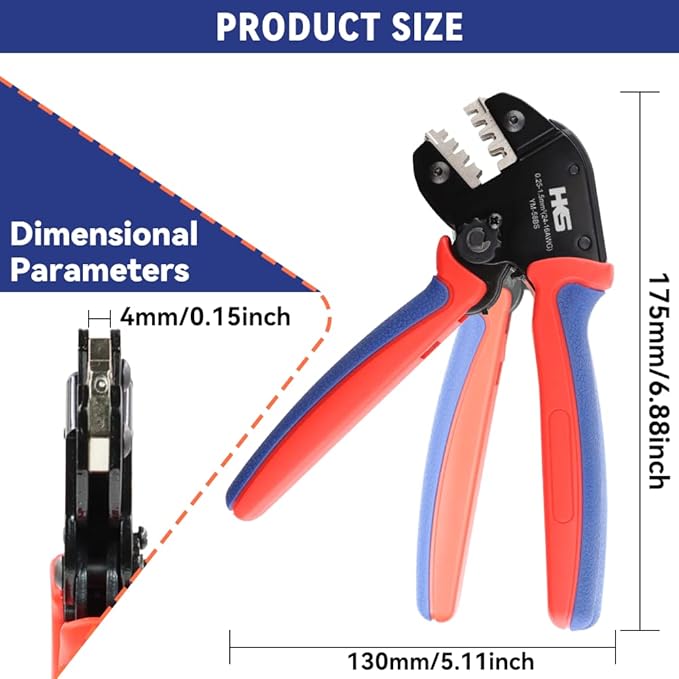 HKS Open Barrel Crimping Tool with 720PCS JST-XH Connectors Kit - 24-16 AWG (0.25-1.5mm²) Labor-saving Crimper for AMP-TE 2.8/4.0/4.8/6.3 JST-SM2.54/XH2.54/VH3.96 & Molex (YM-58BS)