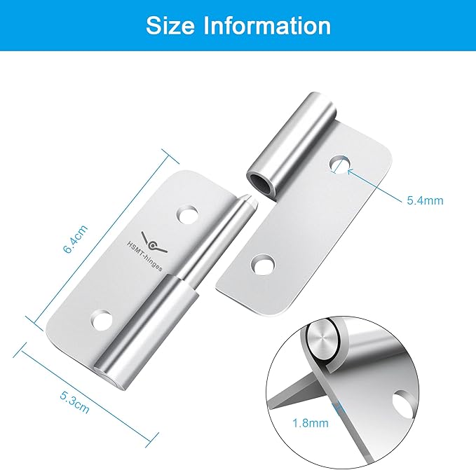 2.5 Inch Lift Off Hinges, Stainless Steel 304 Small Slip Joint Flag Hinge, Removable for Wooden Metal Doors, Cabinet Doors, Metal Boxes and More (Left Handed, 12 PCS)
