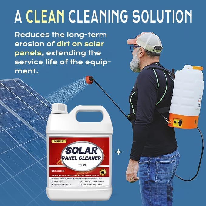 Solar Panel Cleaner 1 Gallon (Makes 600 Gallons) Super Concentrated Glass & Solar Panel Cleaning Outdoor Window Cleaner - Fast Dry, Remove Dirt,Dust,Droppings,Oils,Fingerprints,Water Spots