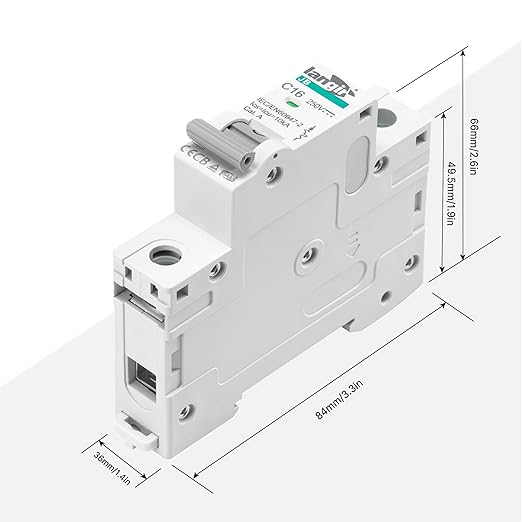 DC 40A Circuit Breaker, 1 Pole DIN Rail Mount, 250V Solar PV Disconnect Switch, Overcurrent Protection for Battery, Home, RV, and Industrial Electrical Systems