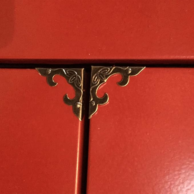 dophee 20Pcs Antique Brass Box Corner Protectors, Vintage Decorative Corner Brackets Guards for Jewelry Box Wooden Case Chest Table Desk Photo Frame, 1.18"x1.18"x0.18"