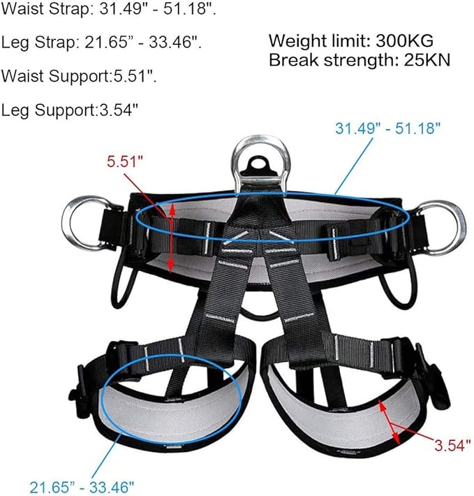 Climbing belts, Thicken Professional Safety Belt with Magnesium Alloy Connection Ring, Outdoor Momentum Belt for Rock Climbing, Fire Rescue, Rappelling