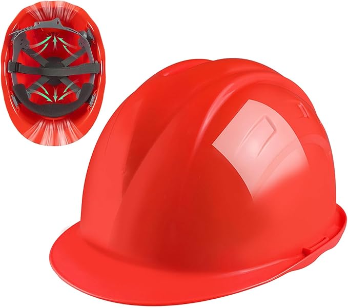 Unisex Construction Hard Hat Built in 2 Fan, USB Charging Lightweight Waterproof Working Safety Helmet for Construction and Home Improvement,Red,10000mA