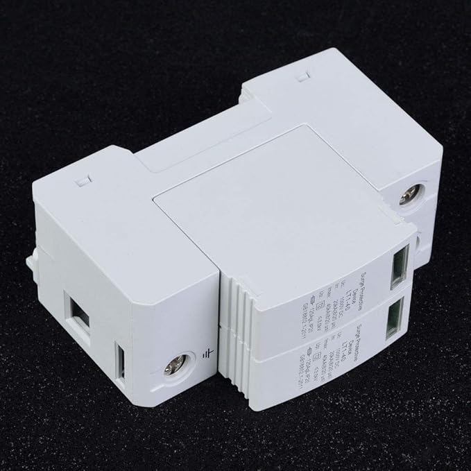 2P Surge Protective Device 1000V DC PC Flame Retardant Shell Photovoltaic Lightning Protector Low-Voltage Arrester, Installation with Standard 36MM Guide Rail (2P 40KA)