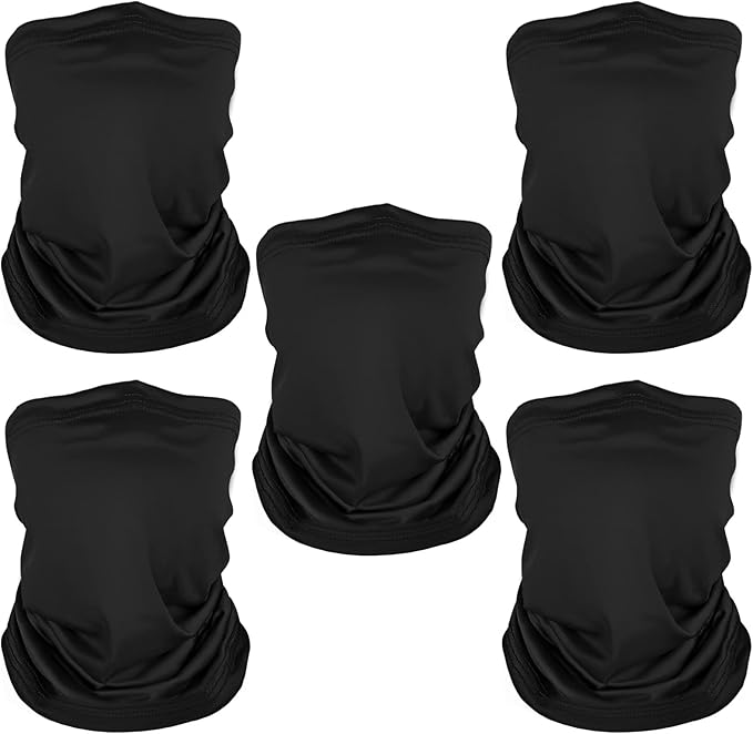 5 Pack Neck Gaiter Face Cover for UV Sun Protection, Dustproof Breathable Cooling Gator for Men Women Outdoor Sports