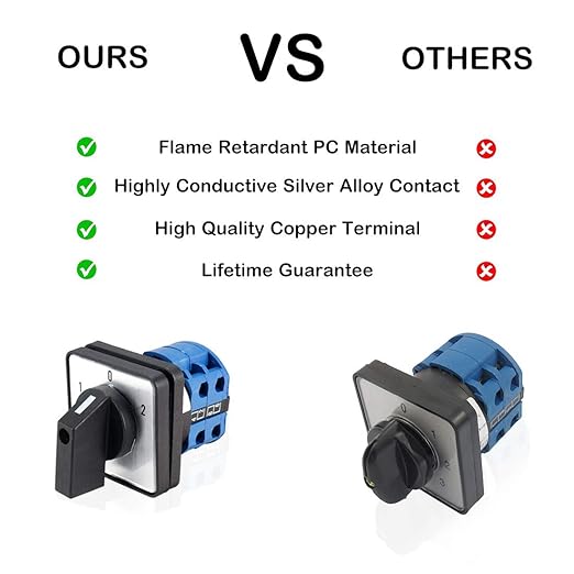 Changeover Switch LW28-20 3 Positions 8 Terminals Universal Rotary Cam Selector Latching Switches 550V 20A
