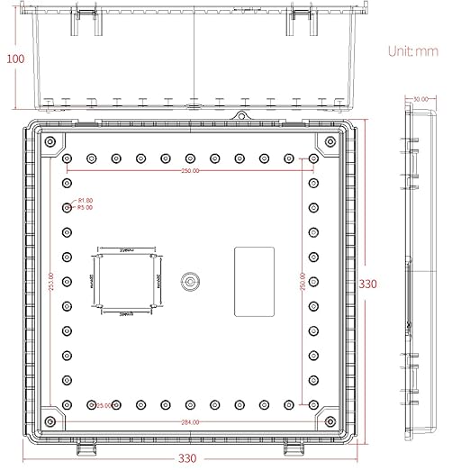 Large Hinged Cover Junction Box with Mounting Plate, Project Boxes Waterproof DIY Outdoor Electrical Enclosure, Low Voltage ABS Dustproof Case 13×13×5.1 inch(330×330×130mm)
