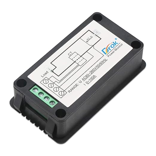 DROK AC Digital Meter, Current Voltage Amperage Power Energy Frequency Factor Multimeter AC 80-260V 100A LCD Digital Display Voltmeter Ammeter 220V 110V Monitor Detector with Current Transformer CT