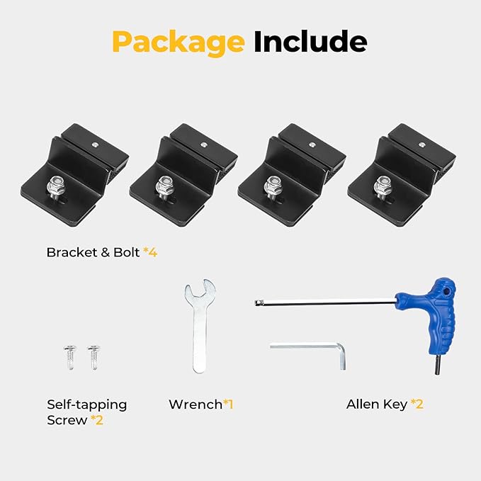 BougeRV Solar Panel T-Slot Mounting Kit Fits for Auto Cross Bars with T-Track to Secure Most 100 to 200 Watt, Heavy Duty Solar Panel Roof Rack Mounting Brackets DIY Off-Grid Solar Systems