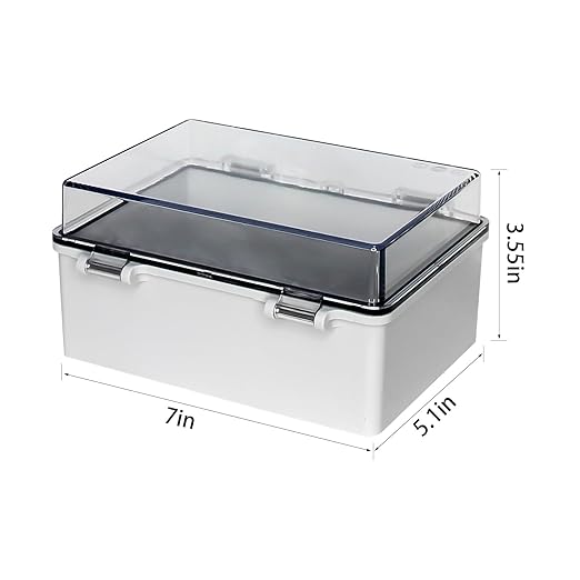 Waterproof Electrical Box Engineering Grade ABS Plastic Outdoor Junction Box Wall Durable DIY Enclosure for Wiring Connections and Protection Clear(7"x5.1"x3.5")