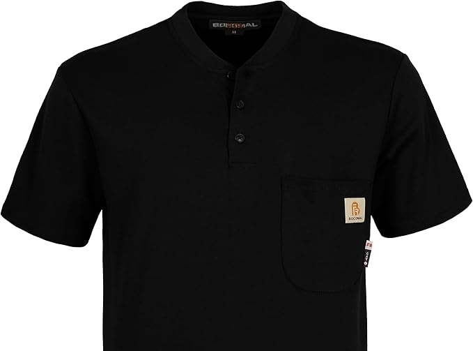 BOCOMAL FR Shirts Flame Resistant Shirt 5.5oz 100% Cotton Light Weight CAT2 Fire Retardant Henley Shirts