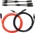 20 FT 10AWG Solar Extension Cable with Female and Male Connector with Extra Free Pair of Solar Y Connector Adaptor Kit for Home, Ship and RV Solar Panels (20FT Red + 20FT Black)