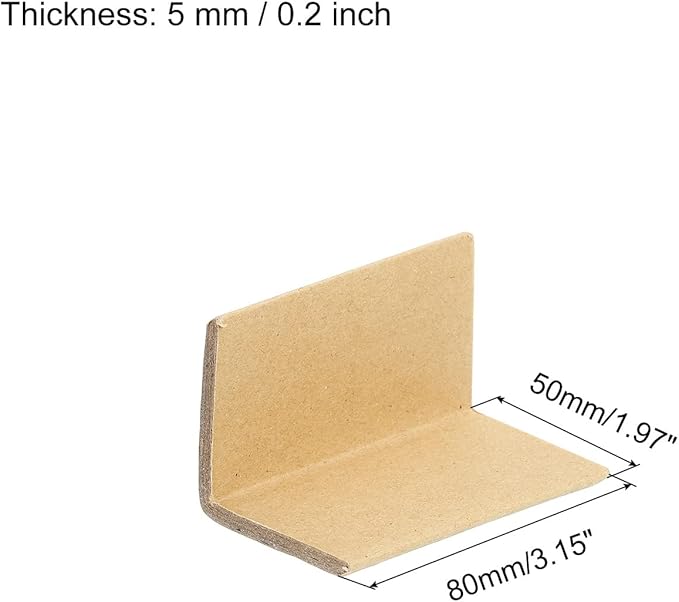 PATIKIL Adjustable Cardboard Corner Protector Package Frame Protectors L Shaped 80x50mm Thick 5mm for Art, Packing, Shipping, Pack of 50