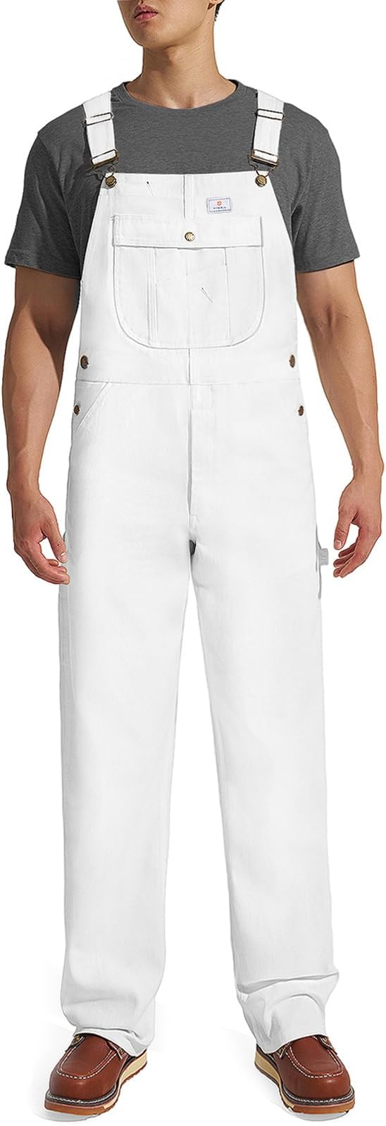 HISEA Men's Denim Bib Overall, Mens Relaxed Fit Overall Midweight Workwear with Adjustable Straps and Convenient Tool Pockets