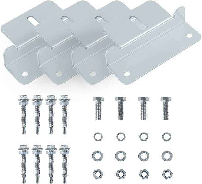 JJN Solar Panel Mount Z Brackets, 1 Set 4 Units Solar Panel Mounting Brackets, Lightweight Aluminum Corrosion-Free Mounts for RVs Boats Trailers Yachts and Other Off Gird System Installation