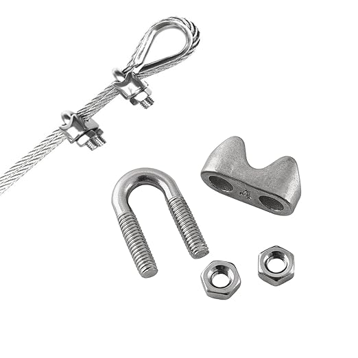 HSTECH 16PCS 3/16 Inch M4 304 Stainless Steel Wire Rope Cable Clip Clamp, Used for Anything That Involves Cable Clips: Rigging, Temporary Guardrail Systems, Securing Loads, Hanging Banners Or Flags