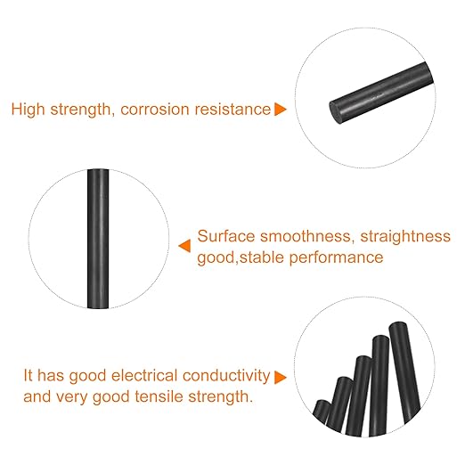 MECCANIXITY Carbon Fiber Rod, 6mm x 450mm for RC Plane DIY Tool Wing Tube Quadcopter Arm, Pack of 2