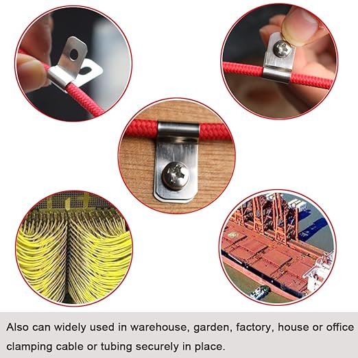 100 Pcs Fence Wire Clamps with 100 Pcs Screws for 2-6 Gauge Wire Fencing, Stainless Steel Wire Clips Mount Welded Wire to Vinyl, Wood or Metal Fence