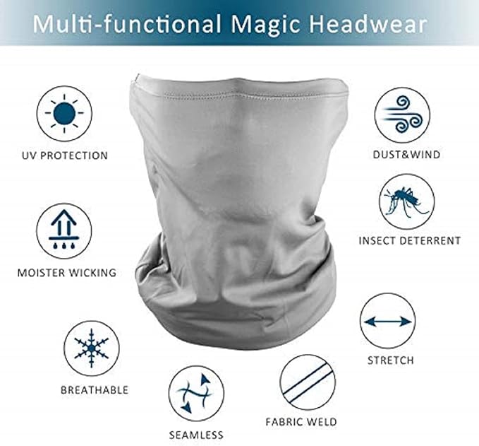 Sun Protection Face Mask Neck Gaiter - 9 Pack Breathable UV Protection Scarf for Men & Women, Hiking, Cycling, Fishing