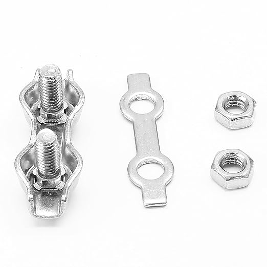 20 Pcs M2 Stainless Steel Duplex Wire Rope Clips, Duplex Double Bolt Cable Clamp for 1/16 Inch Diameter Wire Cable