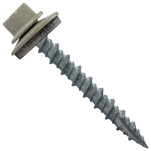 Metal Roofing Screws: (250) 10 x 1-1/2" Ash Gray Hex Head Sheet Metal Roof Screw. Self Starting Metal to Wood siding Screws. EPDM Washer. Colored Head