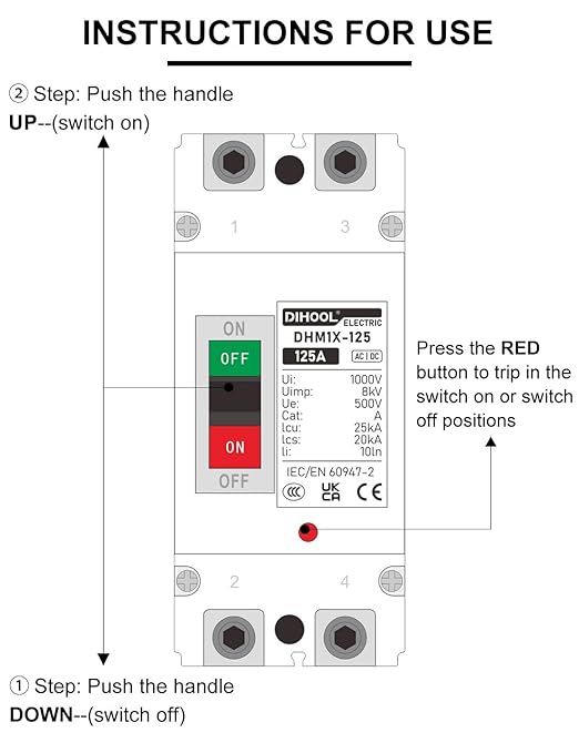 DIHOOL DC Main 125 Amp Circuit Breaker, 500V Battery Disconnect Switch, Master Switch for Boat Trolling Motor Marine ATV Trailer