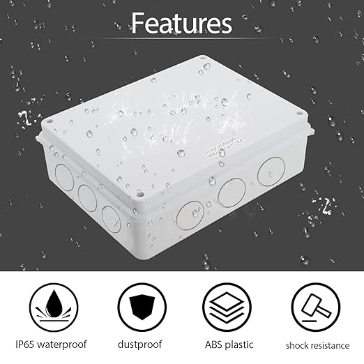 LeMotech Junction Box, Electrical Box IP65 Water Resistant Dustproof ABS Plastic Project Enclosure for Electronics White 10 x 7.9 x 3.1 inch