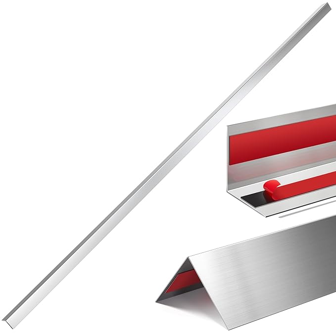 Therwen 5 Pcs 0.5 x 0.5 x 48 Inches 304 Stainless Steel Corner Guards Metal Wall Guard Protector Corner Trim Molding for Door Countertop Furniture Cabinet Protection