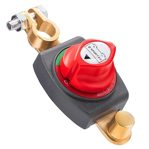 Spurtar Auto Battery Disconnect Switch 12V - 48V Top Post, Battery Shut Off Kill Switch 275A High Current for Car, Vehicle, Truck, Marine, Boat, ATV, RV, Winch