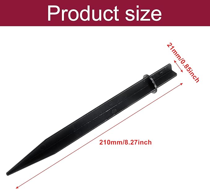 18 Pcs Solar Light Stakes Replacement, 8.27 Inch Plastic Ground Stakes, Black Pathway Lights Spike for Yard, Garden, Outdoor (Inside Diameter 0.85 Inch)