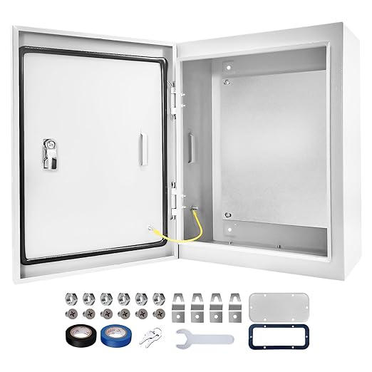 Outdoor Electrical Box 20 x 16 x 6''D NEMA 4X Enclosure Steel Box, Waterproof & Dustproof Outdoor/Indoor Lockable Electrical Junction Box, with Mounting Plate