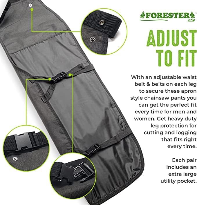 FORESTER Chainsaw Chaps for Men & Women | Apron-Style Chaps with Pocket & Adjustable Waist | Chainsaw Safety Equipment