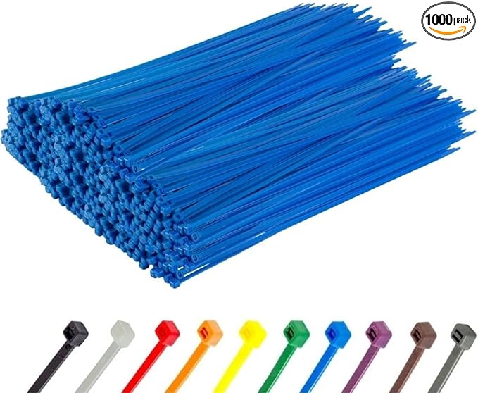 GTSE 12 Inch Blue Zip Ties, 1,000 Bulk Pack, 50lb Strength, UV Resistant Long Nylon Cable Ties, Self-Locking 12" Tie Wraps