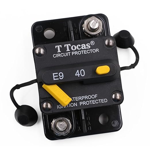 E9 40 Amp Circuit Breaker with Manual Reset | 12V - 72V DC IP67 Waterproof Protection Switchable 40A