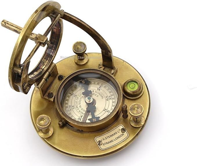 Compass Gift for Mom/Dad, Antique Nautical Directional Magnetic Sundial Pocket Compass Gifts for Women/Men with Leather Case or Wooden Box, Baptism 2026 Communion Christian Luxury Gift, Anniversary