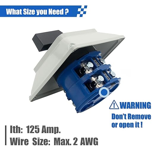 125A Rotary Changeover Switch with Master Switch Exterior Box, 660V 3 Position 2 Phase 8 Terminals, Universal Selector Switch Enclosure Box IP65 125/D202.2D