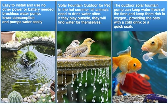 Riloer Solar Pond Pump, Solar Filter for Pond 7V 1.4W 180L/H Solar Panel Powered Water Pump Garden Pool Pond Aquarium Fountain Brushless, Power of Pump IP68 Waterproof