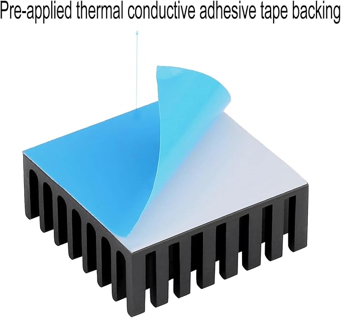 6pcs Small Aluminum Heatsink 25x25x10mm / 0.98x0.98x0.39inch Heat Sink Cooler Radiator with Thermal Conductive Double Sided Tape Cooling for ASUS ROG Ally GPU IC Chips (25mmx25mmx10mm, Black)