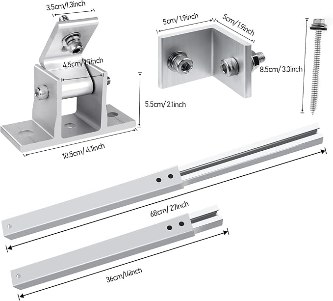 Adjustable Solar Panel Tilt Mount Brackets - Aluminum Alloy Mounting Brackets Support to 100 150 200 300 Watt Solar Panel for RV, Trailer, Boat, Yacht, Roof, Wall and Off-Grid(2 Sets-4 PCS)