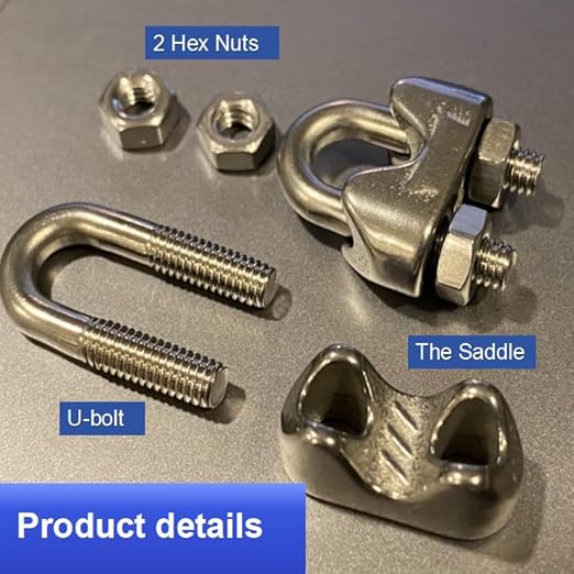 40 Pcs 5/32 inch Stainless Steel Wire Rope Cable Clamp Clips,Wire Rope Clamp for Various Commercial, Industrial, and Residential Projects (M4, 40)