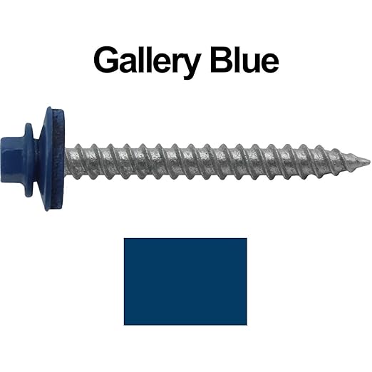 Metal Roofing Screws: (250) 12 x 2 Gallery Blue Hex Sheet Metal Roof Screw. Sharp Point Metal to Wood siding Screws. 5/8" EPDM Washer