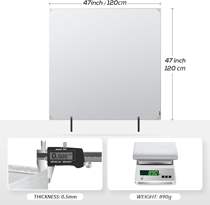FLASLD Fireproof Lithium Battery Cover 47×47 inch, Fastest & Simplest Way to Isolate and Extinguish Small Fires, Fire Blanket for E-Scooter and E-Bike Grey