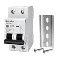 AC Miniature Circuit Breaker 2 Pole 32A (MCB),120V/240V 50/60Hz DIN Rail Mount Breaker, Compatible with Grid-Tied Solar Systems, RV & Home Circuits(C32A)