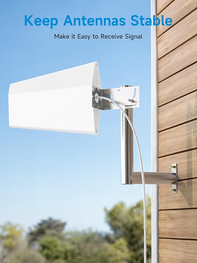 Stainless Steels Pole Mount 12'' Length Universal L-Type Pole Mast Bracket for for Outside Antenna,Weather Station,Solar Panel