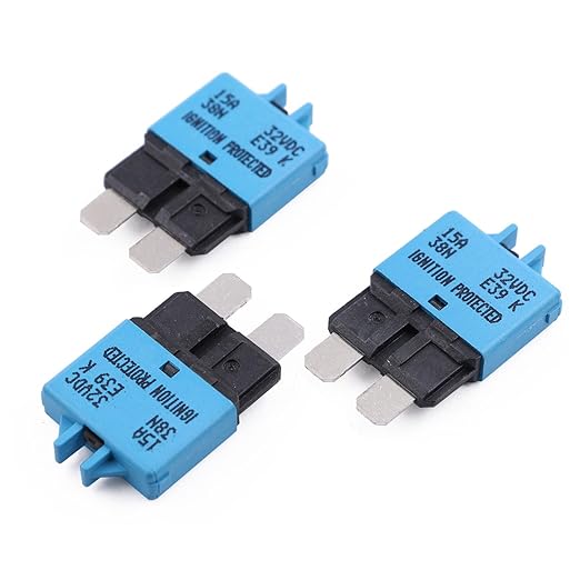 12V 24V 15A Manual Reset Fuse Circuit Breaker ATO/ATC Low Profile - UL Certified - Resettable Blade Fuses 15 Amp max 32V DC for Car, RV, Solar, Boat, Automotive, Marine, 3 Pack