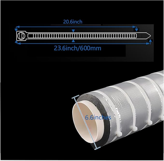 White Zip ties 24 Inch Heavy Duty Cable Ties 50 Pack 0.3" Wide plastic Zip Ties for Outdoor Indoor Use 120lb Tensile Strength Electrical Wire Organizing & Bundling
