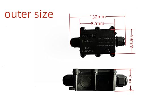 Junction Box Waterproof,Outdoor Junction Box, Waterproof Electrical Junction Box, IP68, 2 Way M20 coaxial Cable Connector Wire Range from 4 to 12mm, Black,