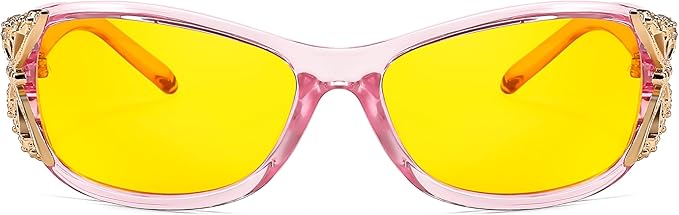 FEISEDY Classic Womens Night Glasses Driving Anti Glare Wrap Around Yellow Sunglasses B2548