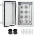 Junction Box, Hinged Cover IP67 Waterproof ABS Project Box with 2 NPT 1/2" Cable Gland, Electrical Box Enclosure with Mounting Plate & Wall Bracket 5.9 x 3.9 x 2.8inch(150x100x70mm)