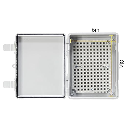 Waterproof Electrical Box Outdoor Project Junction Box ABS Plastic Housing with Latch Hinged Suitable for Landscape Lighting, Security Surveillance, DIY Projects etc(8.6"x6.6"x4.3")
